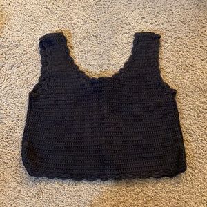 Black boho crocheted crop